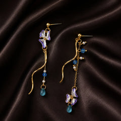 Ocean Dew Asymmetric Drop Earrings