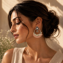 Blush Pink Chandbali Jhumka Earrings
