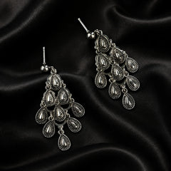 Antique Silver Teardrop Chandelier Earrings
