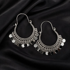 Silver Plated Coin Hoop Earrings