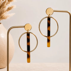 Minimalist Hoop Bar Drop Earrings