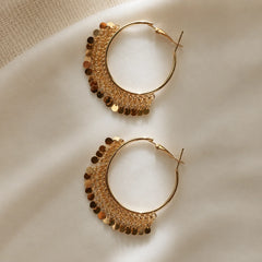 Gold Coin Fringe Earrings