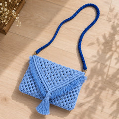 Powder Blue Boho Macrame Sling Bag