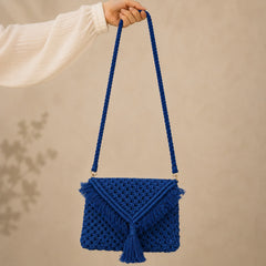 Royal Blue Macrame Sling Bag