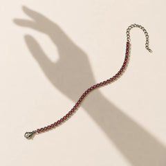 Silver Pink Stone Chain Bracelet - Silver 925