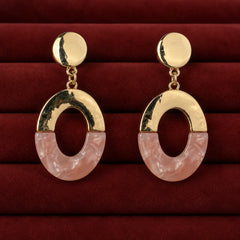 Gold Blush Oval Drop Earrings