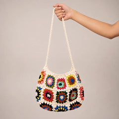 Colourful Floral Crochet Shoulder Bag