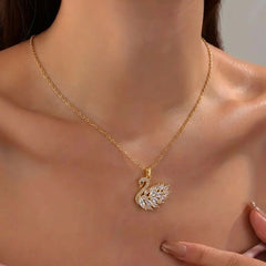Swan Pendant Necklace - 18K Gold Plated