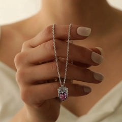 Crown Heart Pendant Necklace