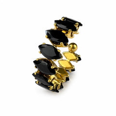 Midnight Crystal Cuff Ring - 18K Gold Plated