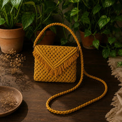 Yellow Macrame Sling Bag