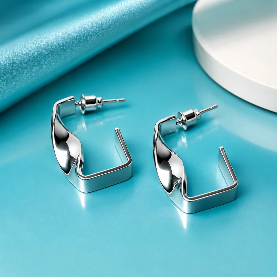 Silver Tonned Twisted Drop Earrings