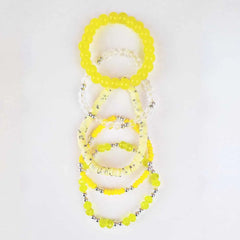 Pack Of 5 Spring Yellow Beaded Bracelet Combo