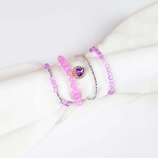 Pack Of 4 Lavender Beaded Bracelet Combo