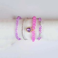 Pack Of 4 Lavender Beaded Bracelet Combo
