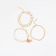Pack Of 3 Butterfly Link Chain Bracelet Combo