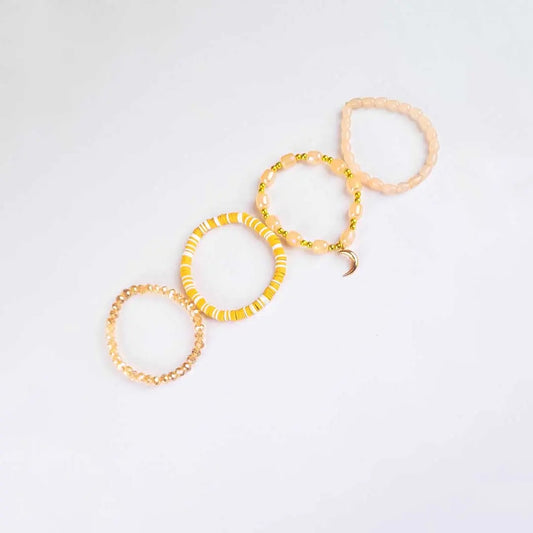 Pack Of 4 Coral Beaded Bracelet Combo