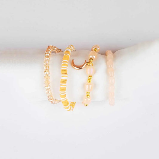 Pack Of 4 Coral Beaded Bracelet Combo
