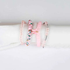 Pack Of 4 Pink Butterfly Beaded Bracelet Combo