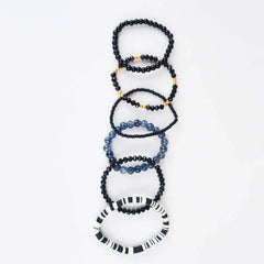 Pack Of 6 Black Beaded Bracelet Combo