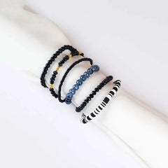 Pack Of 6 Black Beaded Bracelet Combo