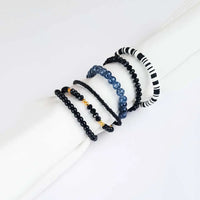 Pack Of 6 Black Beaded Bracelet Combo