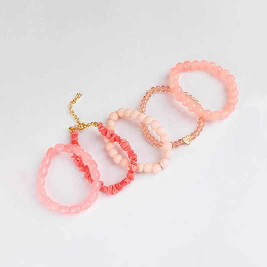 Pack Of 5 Coral Pink Bracelet Combo