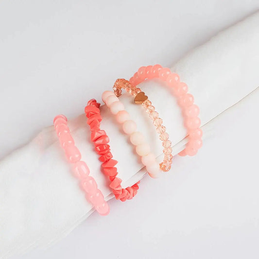 Pack Of 5 Coral Pink Bracelet Combo