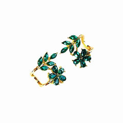 Emerald Leaf Vine Ear Cuffs