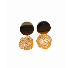 Golden Pearl Interwoven Drop Earrings