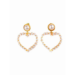 Pearl Heart Hoop Earrings