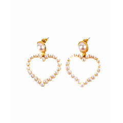 Pearl Heart Hoop Earrings