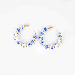 Vinatge Blue Beaded Hoops