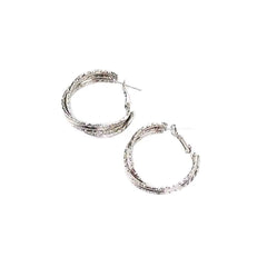 Silver Textured Hoop Earrings