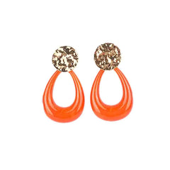 Textured Golden Resin Drop Earrings