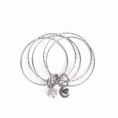 Silver Pearl Charm Bangles