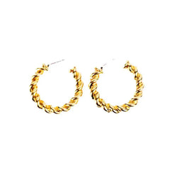 Golden Rope Textured Hoops