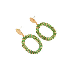 Eclectic Green Oval Drop Earrings