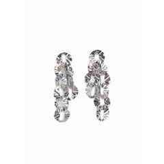 Statement Silver Textured Drop Earrings