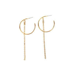 Rhinestone Drop Gold Hoop Earrings