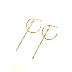 Rhinestone Drop Gold Hoop Earrings