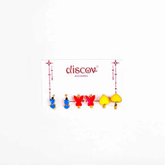 Set Of 3 Colorful Heart Butterfly Hoops Earrings Combo