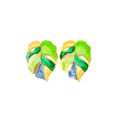 Tropical Leaf Enamel Studs