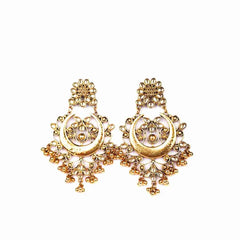 Crescent Chandelier Kundan Earrings