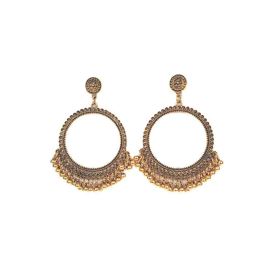 Antique Gold Round Ghungroo Earrings