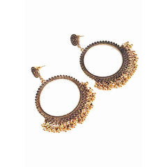 Antique Gold Round Ghungroo Earrings