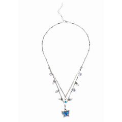 Blue Butterfly Charm Layered Necklace