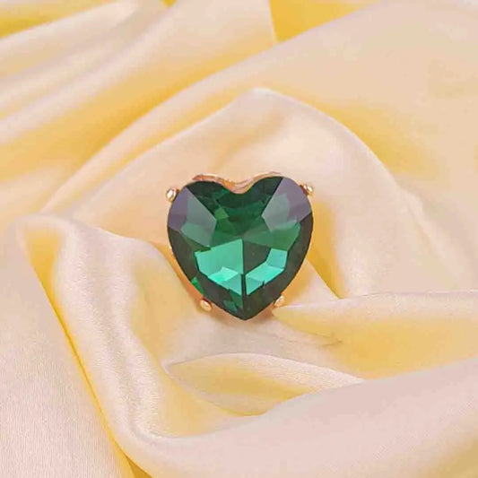 Emerald Heart Cocktail Ring