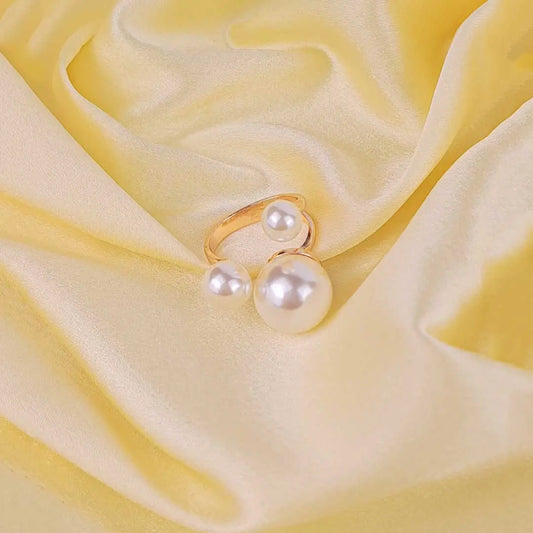 Golden Pearl Statement Ring