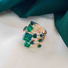 Golden Studded Cocktail Ring